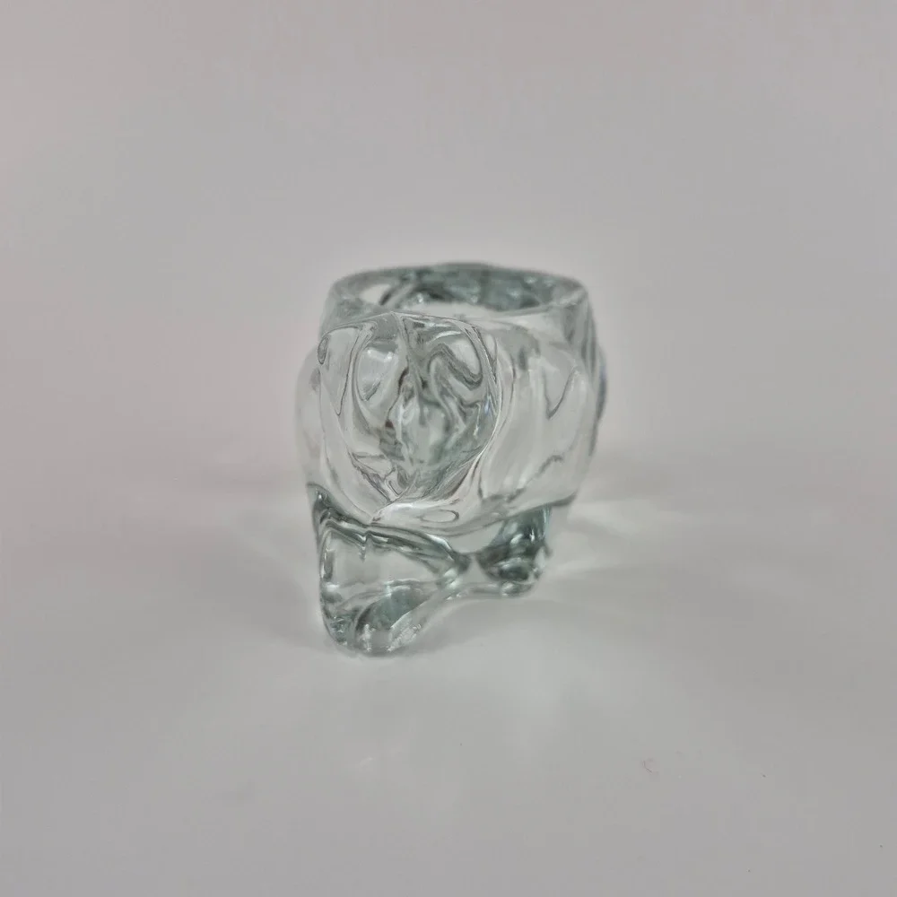 Vintage Clear Art Glass Polar Bear Votive Tea Light Candle Holder Figurine